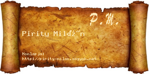 Pirity Milán névjegykártya